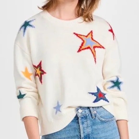 Rails Perci Multicolor Multi Star Sweater Small Crewneck Knit Cashmere cotton - Picture 2 of 11